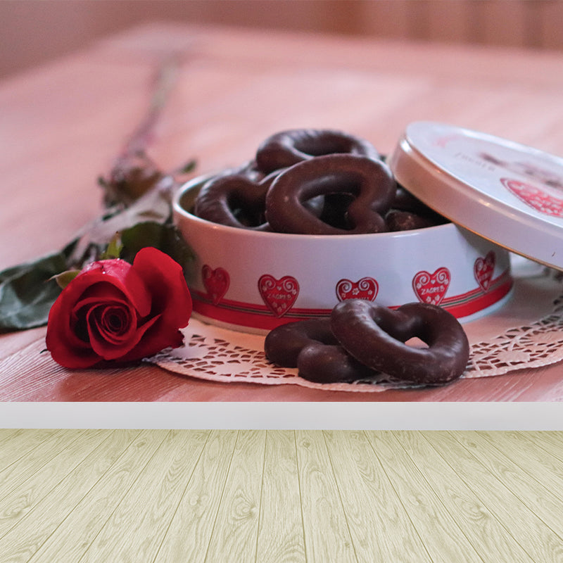 Valentine's Day Chocolate Mural Wallpaper Contemporary Wall Covering for Dessert Shop