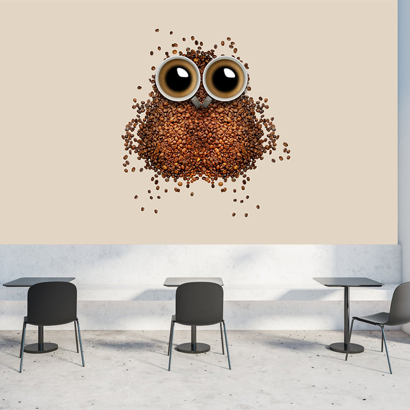 Coffee Beans Mural Wallpaper in Brown Contemporary Wall Covering for Coffee Shop