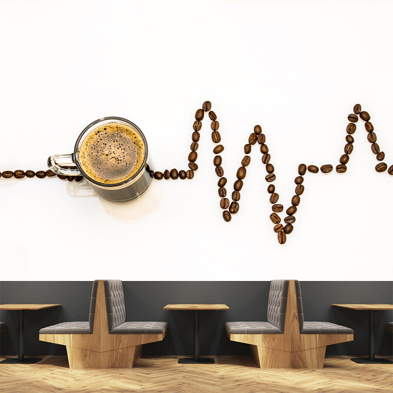Coffee Beans Mural Wallpaper in Brown Contemporary Wall Covering for Coffee Shop