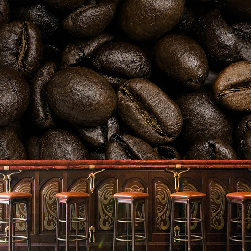 Coffee Beans Mural Wallpaper in Brown Contemporary Wall Covering for Coffee Shop