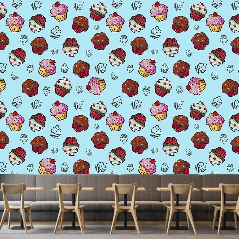 Cartoon Cake Mural Wallpaper Soft Color Wall Covering for Children's Bedroom