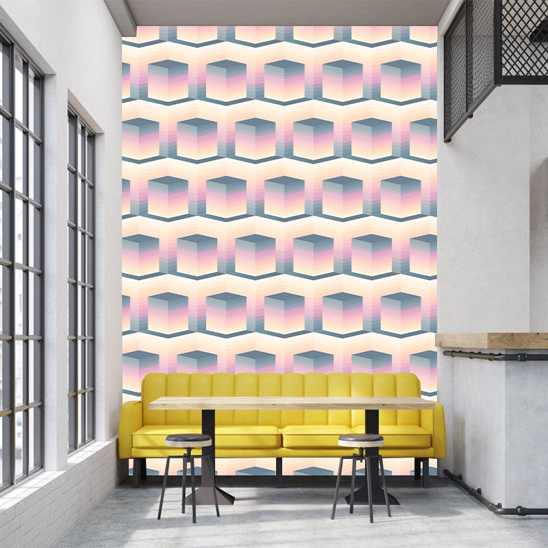 Geometric 3D Illusion Mural Wallpaper for Dining Room Wall Decor Multiple Sizes Available