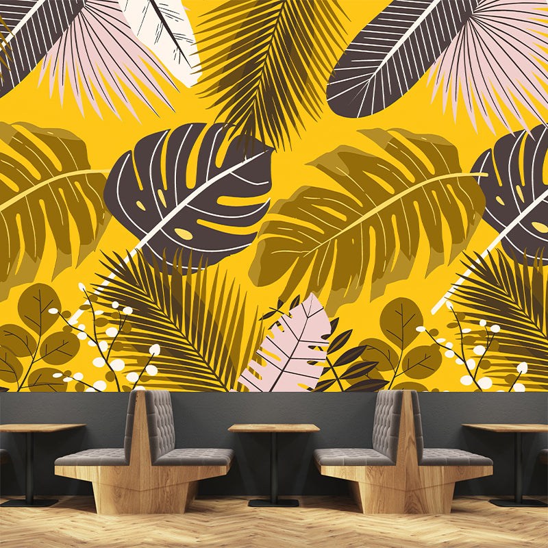 Palm Plant Leaves Mural Wallpaper Tropical Mildew Resistant Living Room Wall Art