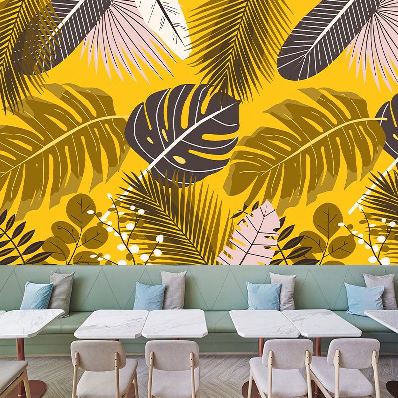 Palm Plant Leaves Mural Wallpaper Tropical Mildew Resistant Living Room Wall Art