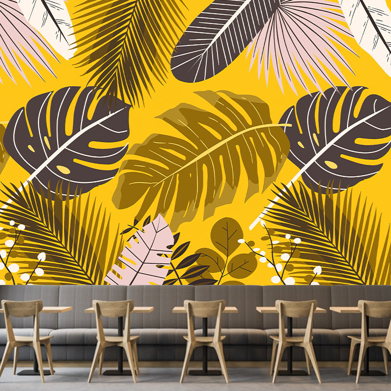 Palm Plant Leaves Mural Wallpaper Tropical Mildew Resistant Living Room Wall Art