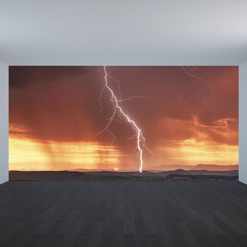 Contemporary Wallpaper Mural with Lightning Pattern Moisture Resistant Wall Covering for Wall Decor