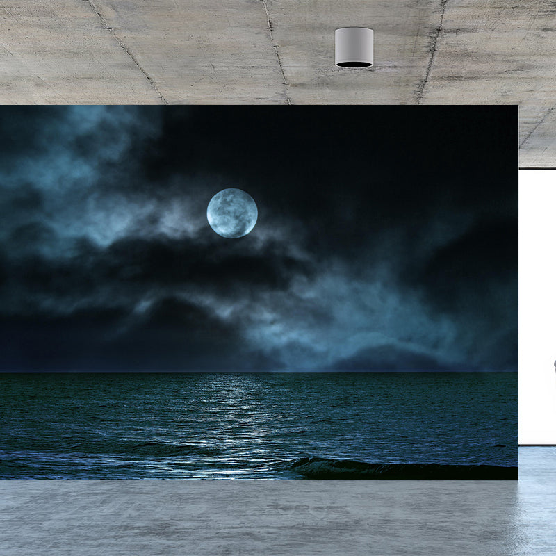 Full Moon View Wallpaper Mural Moisture Resistant Wall Covering for Accent Wall
