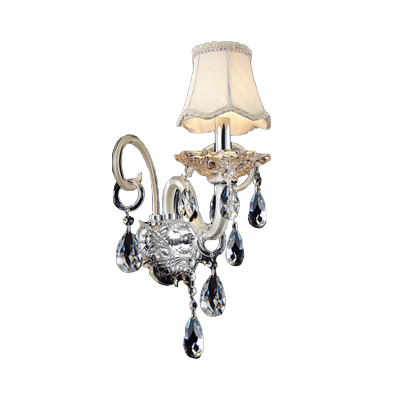 Bell Crystal Wall Lighting Fixture Retro 1/2 Lights Living Room LED Wall Sconce Light in Chrome