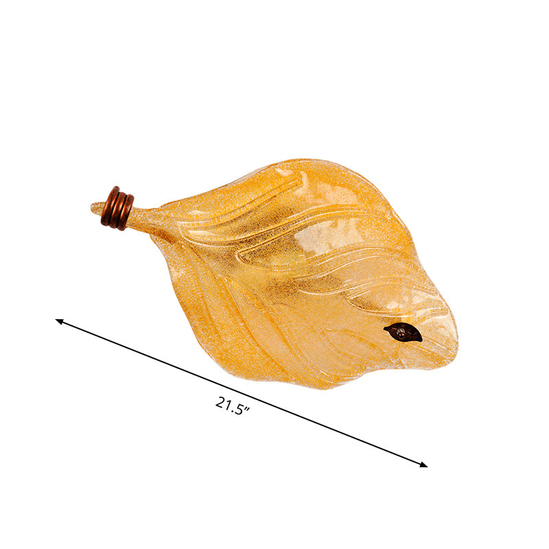 Platteland bladvormig plafond inbouw geel glas 2 lampen hal inbouwlamp