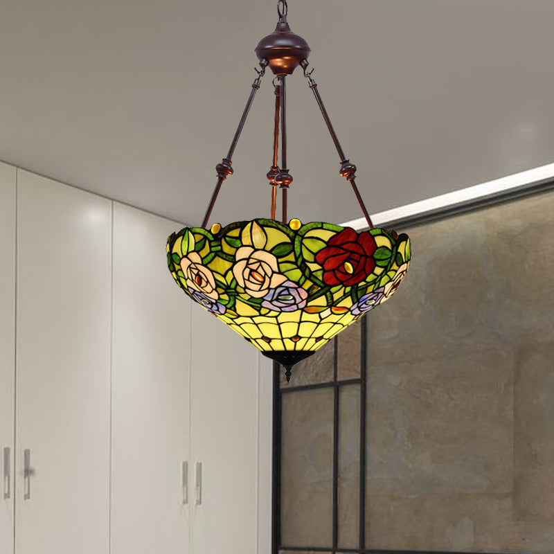 Lampadario vittoriano appeso a sospensione di 2 luci taglio lampada sospensione del soffitto in vetro in rosso/giallo/arancione