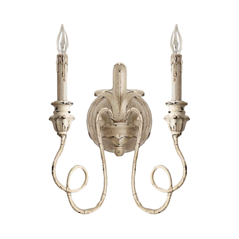Curvy Bedroom Wall Mounted Lamp Rustic Stylish Wood 2 Lights White/Brown/Distressed White Sconce Light Fixture
