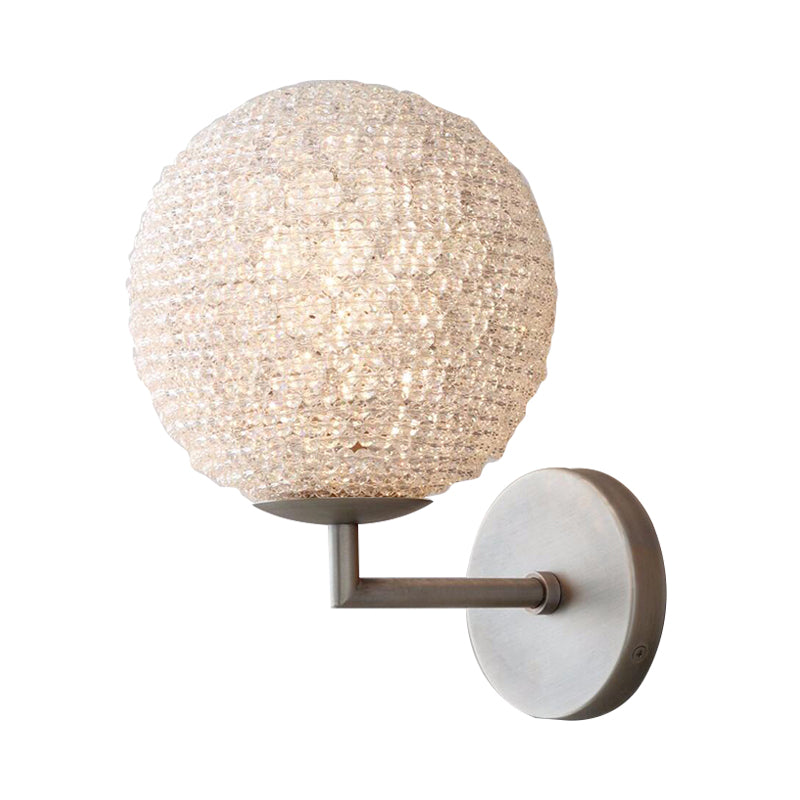 Countryside Globe Sconce Light Fixture 1 Light Crystal Wall Mounted Lamp in Silver/Gold for Bedroom