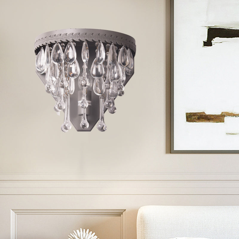 Crystal Grey/Bronze Sconce Light Tiered 1 Light Minimalism Wall Mount Lighting for Bedroom
