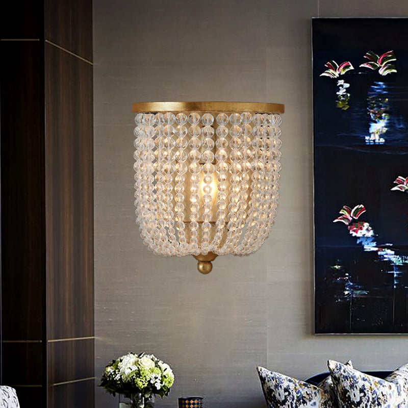 Basket Wohnzimmer-Wandleuchte, traditioneller Stil, Kristall, 1 Licht, Messing, Wandleuchte