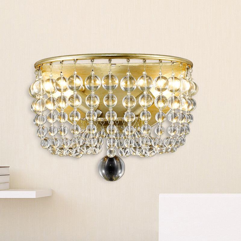 Clead Clead Crystal Mur Mount Lodge Style 1 Light Living Room Sronce en laiton