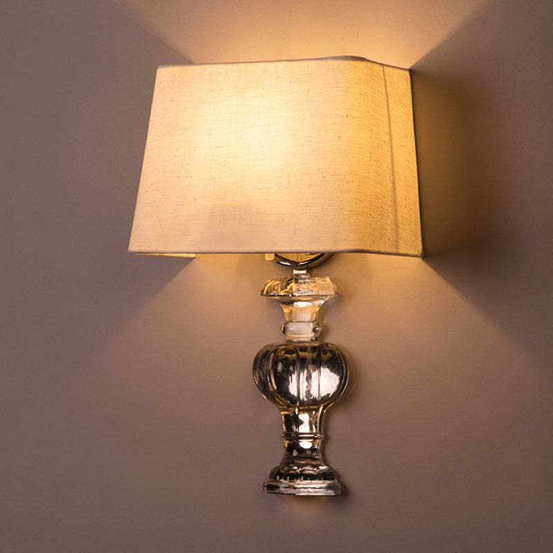 1 Light Wall Lighting Idea Minimalism Trapezoid Fabric Sconce Light in White for Bedroom