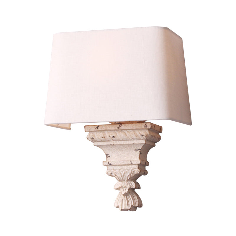 1 Light Bedroom Wall Mount Light Simple White Sconce Light Fixture with Tapered Fabric Shade