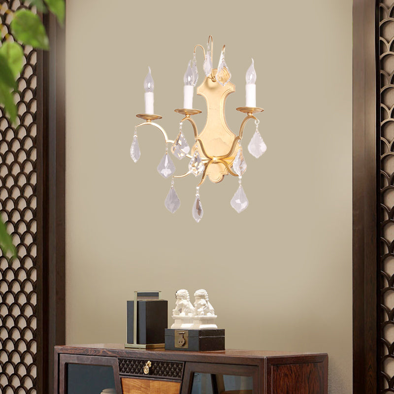 Lámpara de muro de pared de la sala de estar con curvas curvas doradas con acento de cristal
