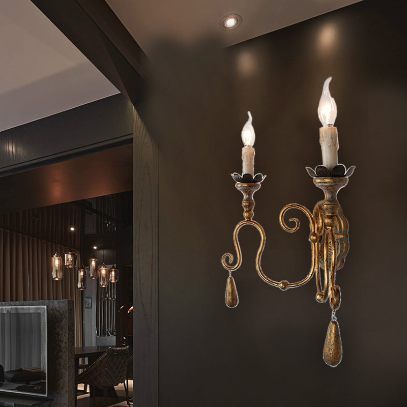 Candle chambre Vanité Sronce Light Countryside Metal 2 lumières