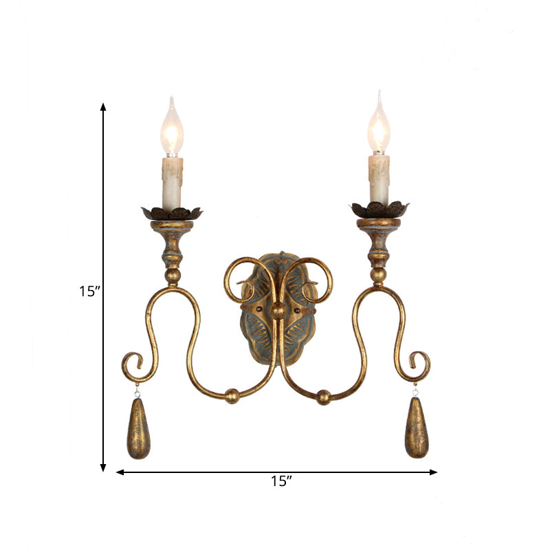 Candle chambre Vanité Sronce Light Countryside Metal 2 lumières