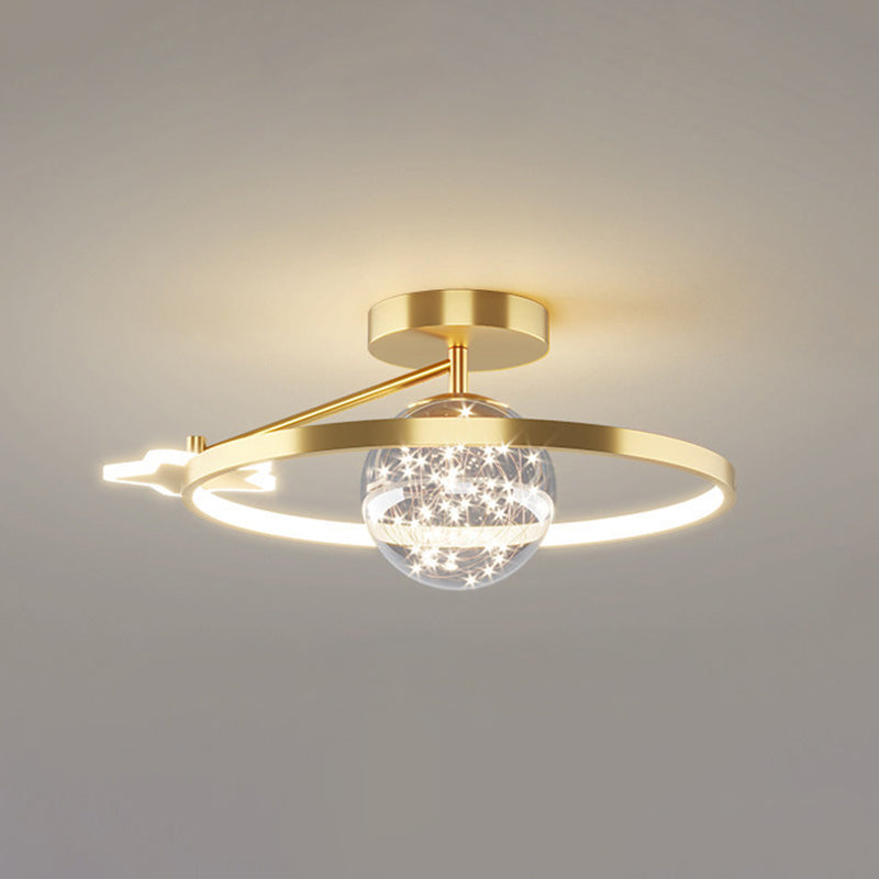 Ring Semi Flush Mount Light Fixture Modern Simplicity Ceiling Mount Light Fixture for Bedroom