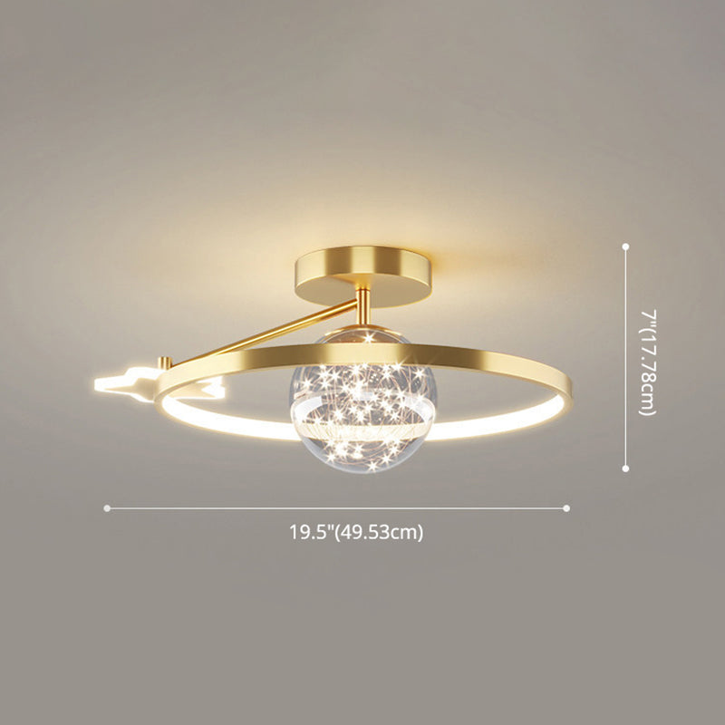 Ring Semi Flush Mount Light Fixture Modern Simplicity Ceiling Mount Light Fixture for Bedroom