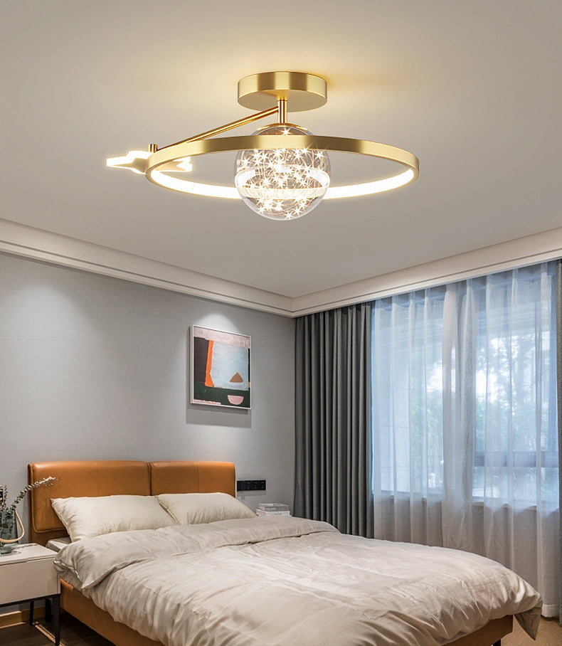 Ring Semi Flush Mount Light Fixture Modern Simplicity Ceiling Mount Light Fixture for Bedroom