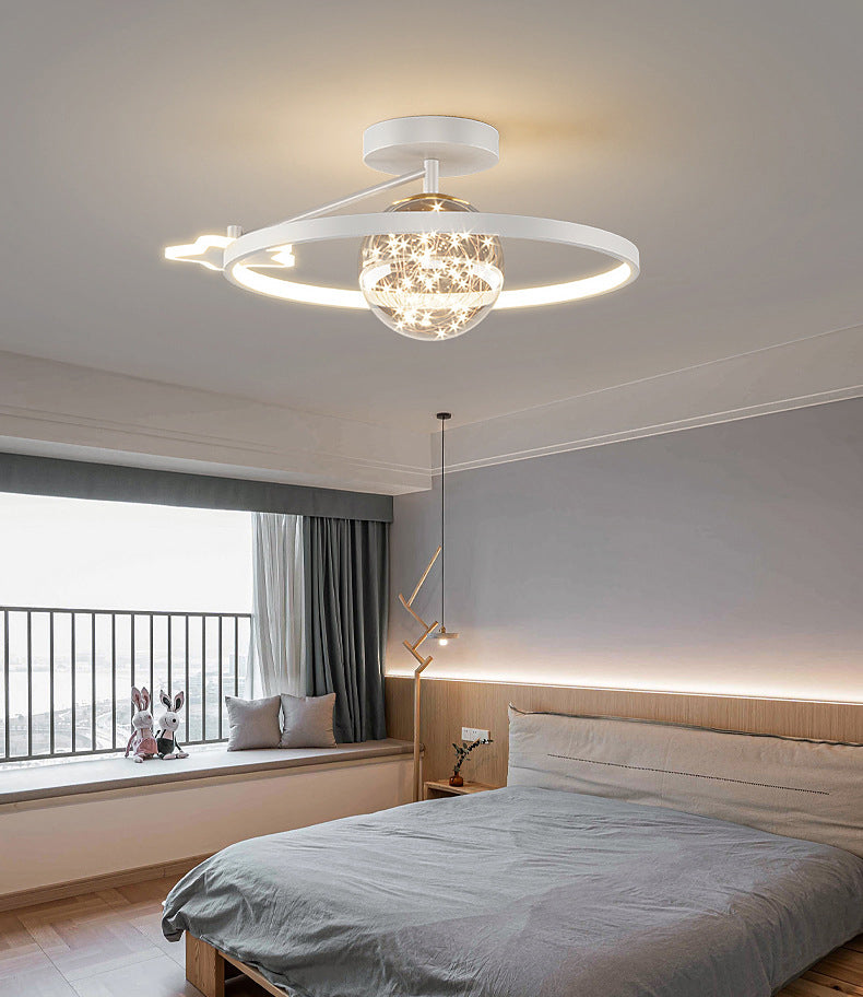 Ring Semi Flush Mount Light Fixture Modern Simplicity Ceiling Mount Light Fixture for Bedroom