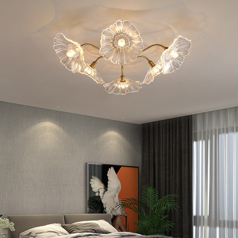 Blume Semi Flush Mount Leuchte moderne Glasdeckleuchten für Wohnzimmer