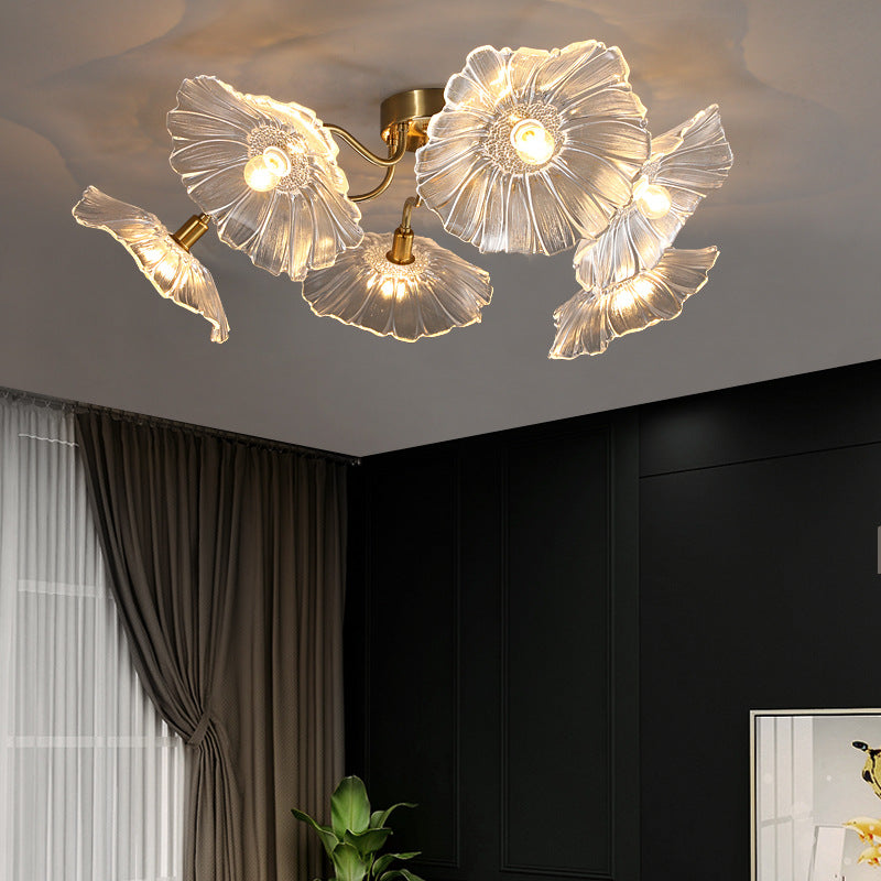 Blume Semi Flush Mount Leuchte moderne Glasdeckleuchten für Wohnzimmer