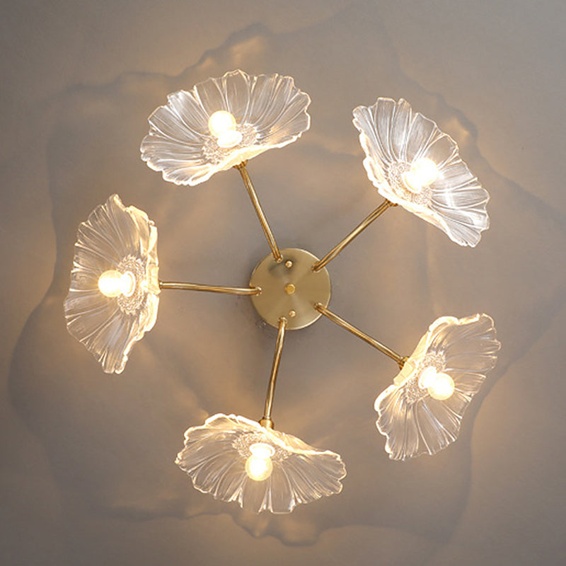 Blume Semi Flush Mount Leuchte moderne Glasdeckleuchten für Wohnzimmer