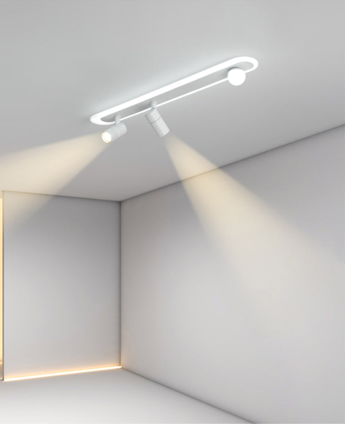 Lámpara de techo de aluminio moderna lineal blanca con accesorios de iluminación sobre riel LED con 2 focos