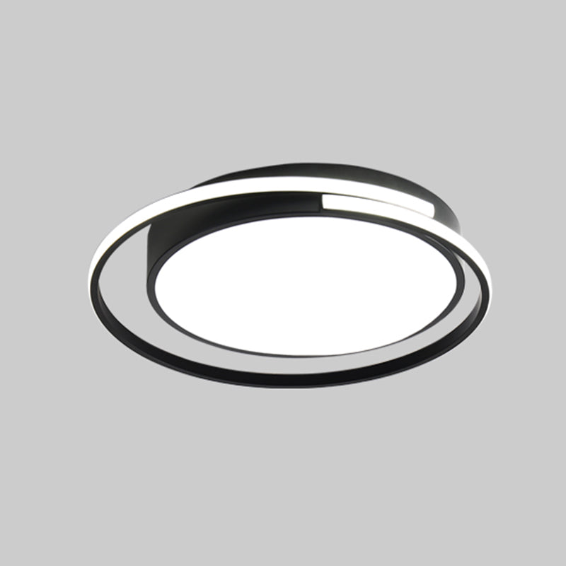 Black and White Metal Flush Mount Modern Style Rounded Ceiling Light Fixture for Bedroom