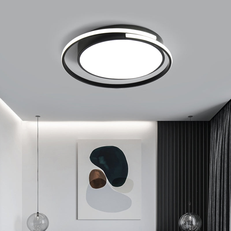 Black and White Metal Flush Mount Modern Style Rounded Ceiling Light Fixture for Bedroom