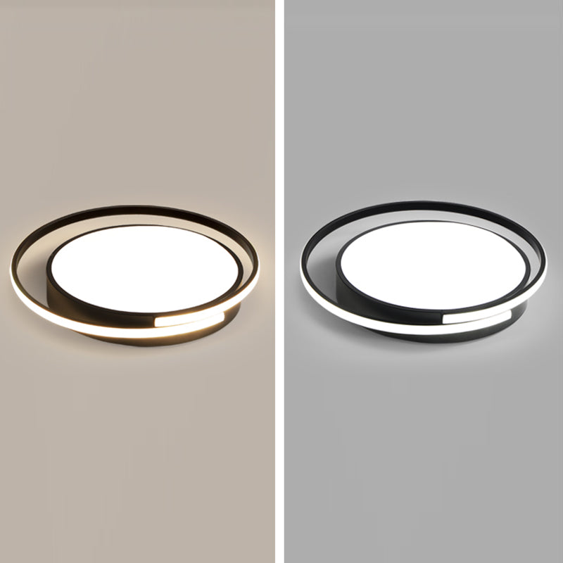 Black and White Metal Flush Mount Modern Style Rounded Ceiling Light Fixture for Bedroom