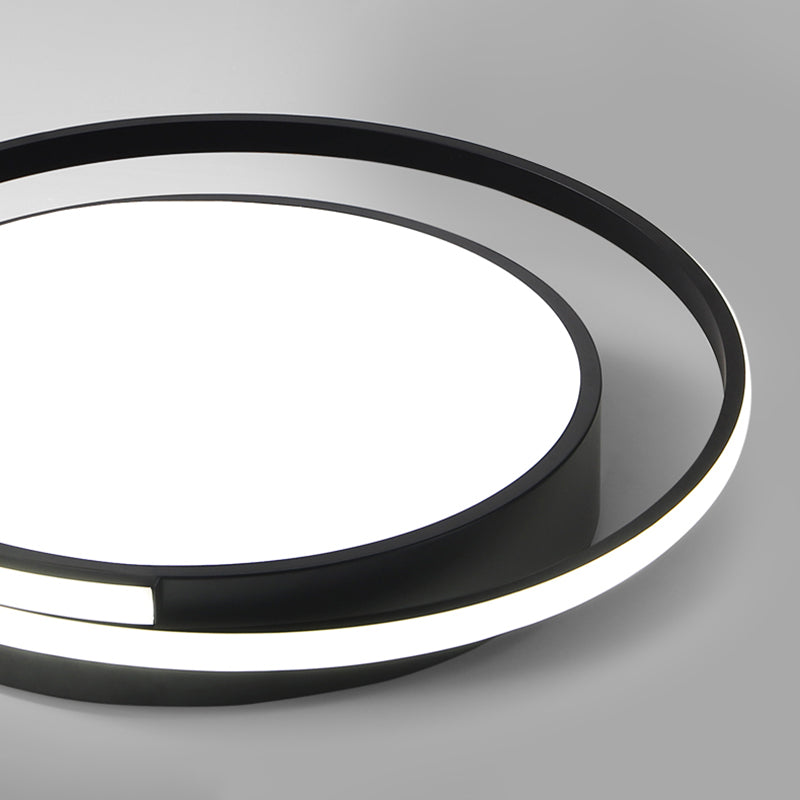 Black and White Metal Flush Mount Modern Style Rounded Ceiling Light Fixture for Bedroom