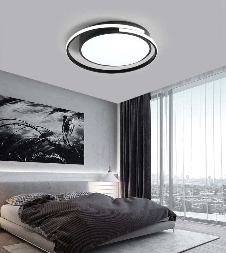 Black and White Metal Flush Mount Modern Style Rounded Ceiling Light Fixture for Bedroom