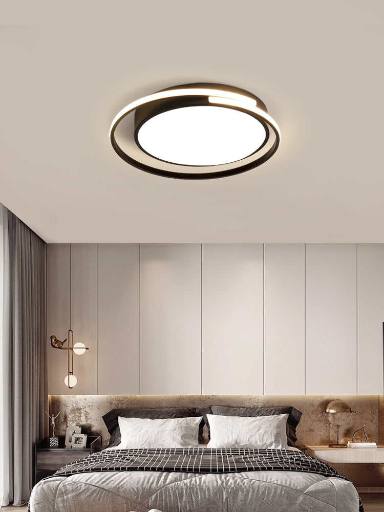 Black and White Metal Flush Mount Modern Style Rounded Ceiling Light Fixture for Bedroom