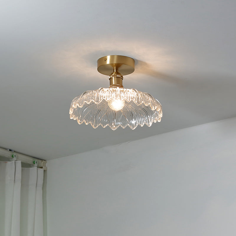 Colonial Prismatic Glass Flush Light Fixtures Blossoms Flush Mount for Hallway