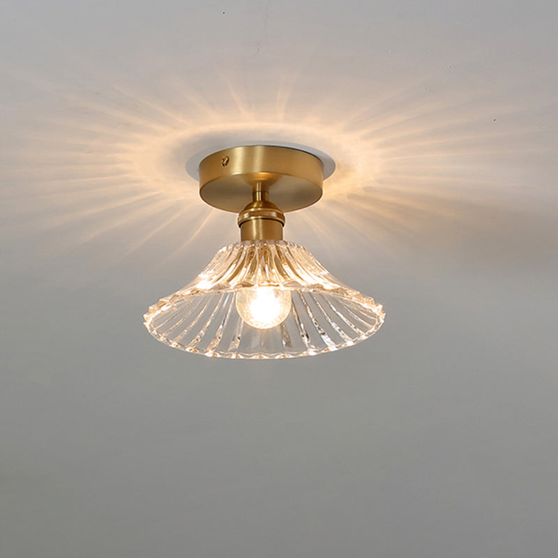 Colonial Prismatic Glass Flush Light Fixtures Blossoms Flush Mount for Hallway