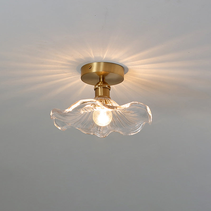 Colonial Prismatic Glass Flush Light Fixtures Blossoms Flush Mount for Hallway