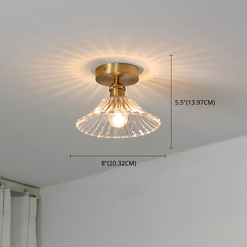 Colonial Prismatic Glass Flush Light Fixtures Blossoms Flush Mount for Hallway