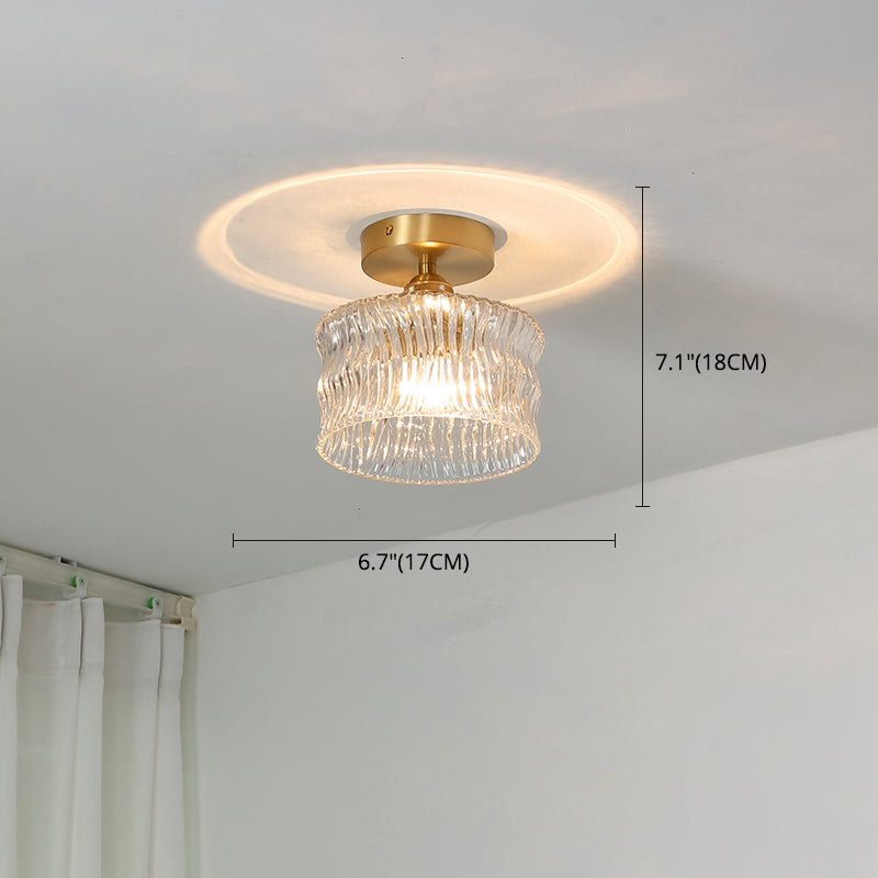 Colonial Prismatic Glass Flush Light Fixtures Blossoms Flush Mount for Hallway