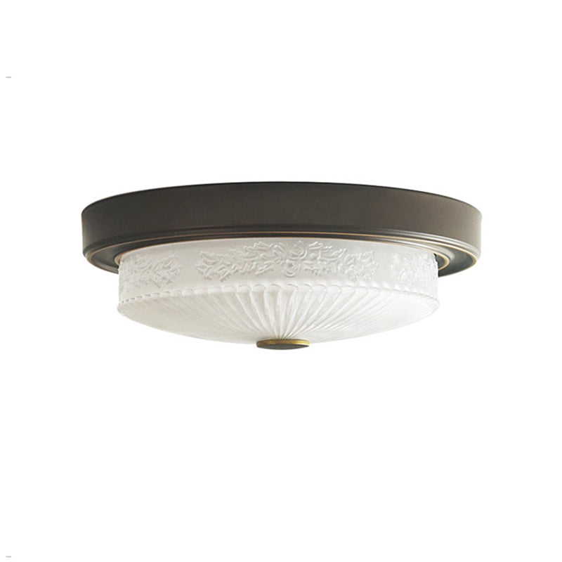 Luminaire de plafond de chambre à coucher en verre transparent en forme de tambour de style colonial