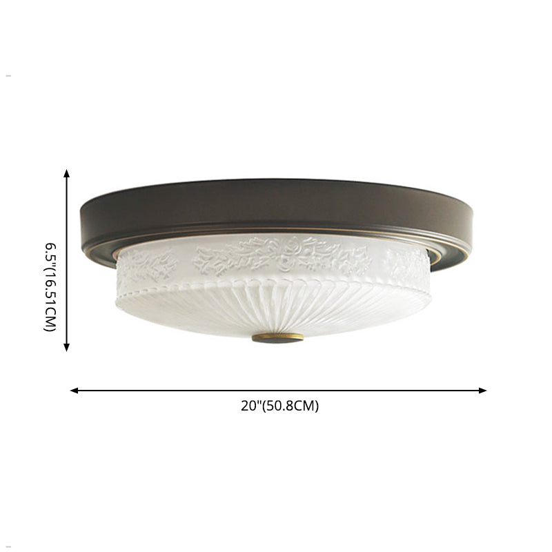 Luminaire de plafond de chambre à coucher en verre transparent en forme de tambour de style colonial