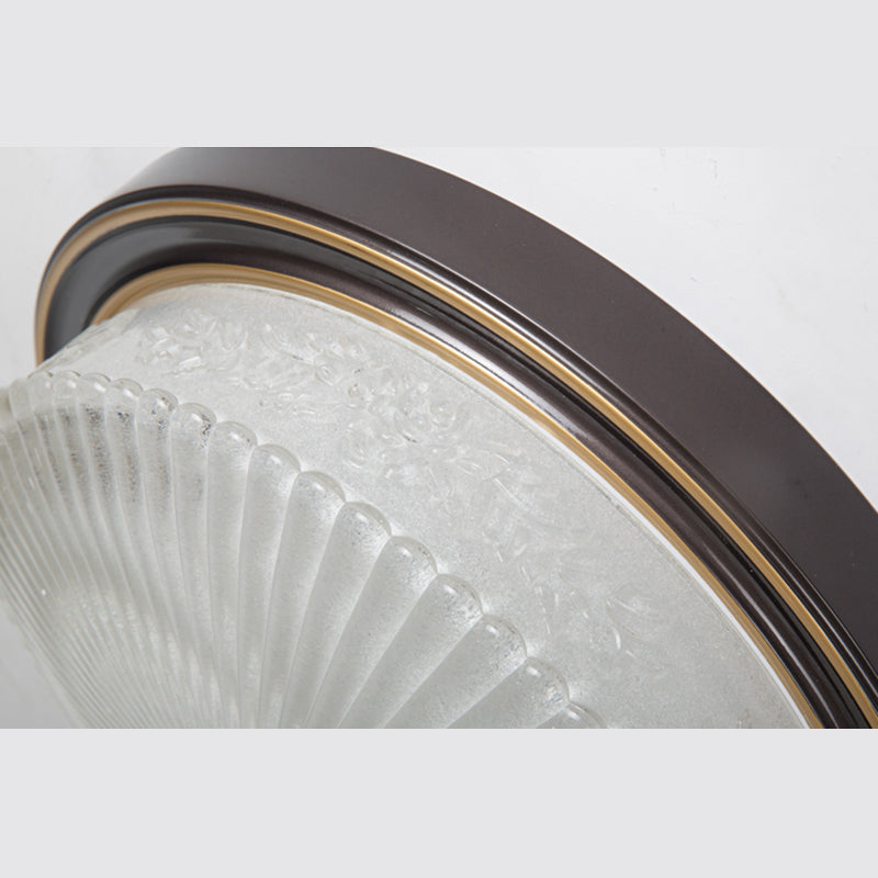 Luminaire de plafond de chambre à coucher en verre transparent en forme de tambour de style colonial