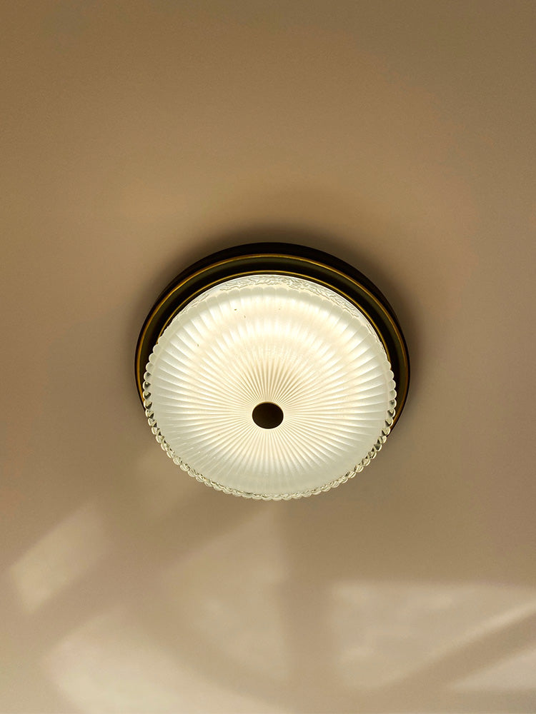Luminaire de plafond de chambre à coucher en verre transparent en forme de tambour de style colonial