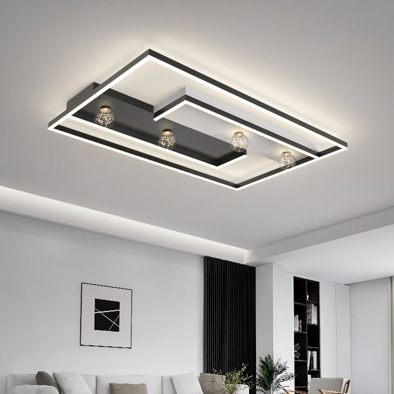 Squared Flush Mount Metal LED Minimalism Ceiling Light Fixture for Bedroom