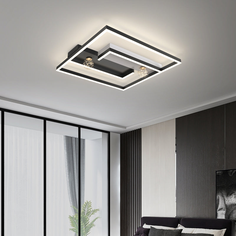 Squared Flush Mount Metal LED Minimalism Ceiling Light Fixture for Bedroom