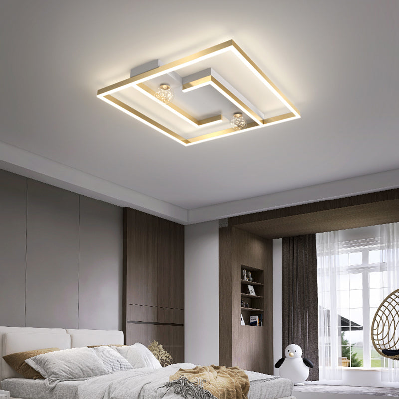 Squared Flush Mount Metal LED Minimalism Ceiling Light Fixture for Bedroom